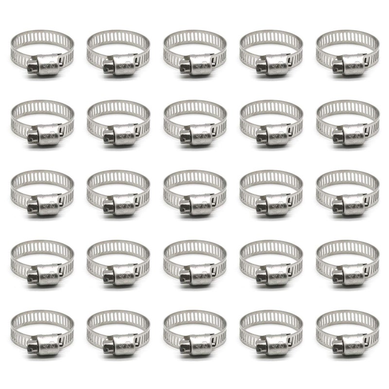 ZIPCCI Hose Clamp, 1 Inch Stainless Steel Worm Gear fuel line hose clamps, 19-29mm (25pack) - Image 1